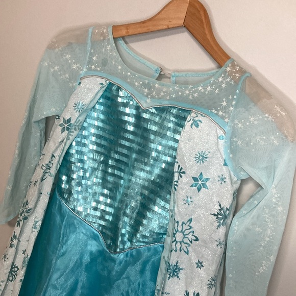 Girls 7-8, Elsa Costume, Disney Frozen, blue dress Halloween princess costume - Picture 3 of 11
